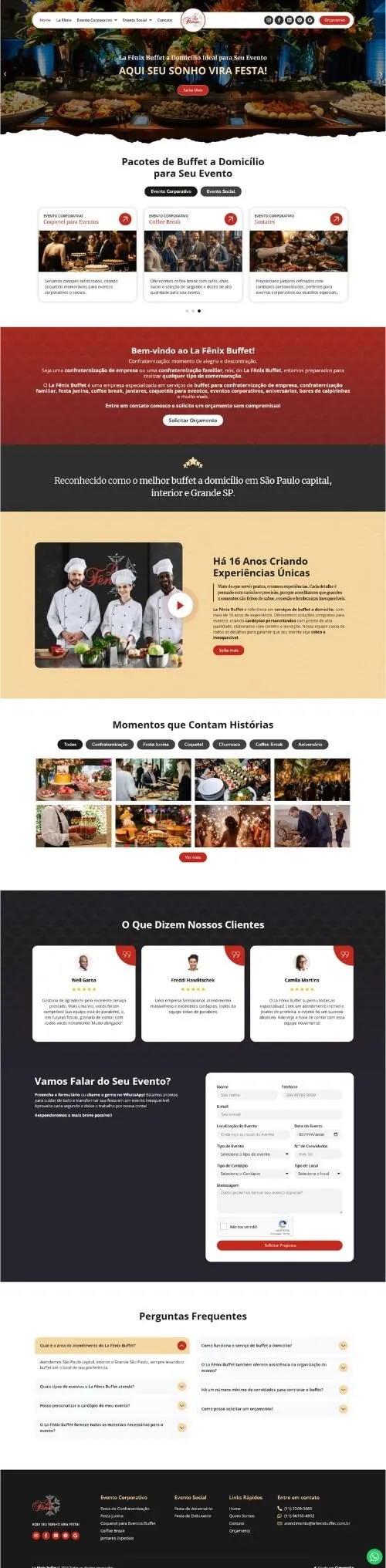 Site de buffet a domicílio criado pela Conversite